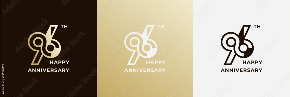 Logo 96th gold color, 96 years anniversary, Creative design template for celebration, greeting and invitation. Editable file Logo 96th gold color, 96 years anniversary, Creative design template for celebration, greeting and invitation. Editable file
