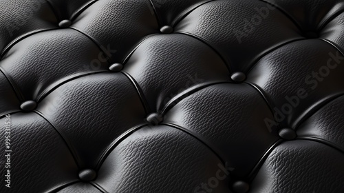 Close-up view of black natural leather weaved surface