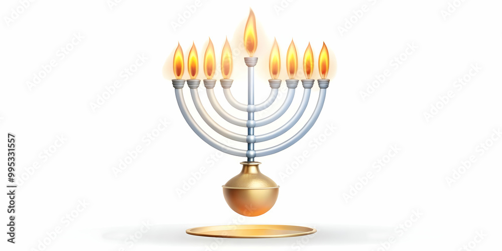 Flat Floating Hanukkah Oil Jug with Glowing Flame on White Background - Celebrate the Miracle of Hanukkah in Elegant Vector Illustration Flat Floating Hanukkah Oil Jug with Glowing Flame on White Background - Celebrate the Miracle of Hanukkah in Elegant Vector Illustration