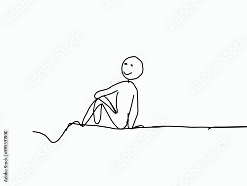 Playful Humour: A Minimalist Line Drawing Epitomising Lightheartedness and Joy