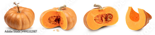 piece of pumpkin isolated on white background. clipping path