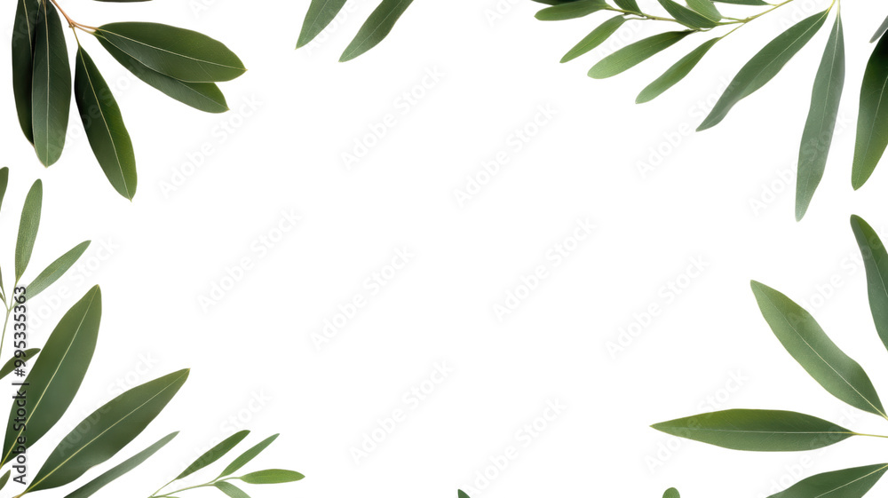 Fresh Green Leaves Frame for Nature Background on transparent background Fresh Green Leaves Frame for Nature Background on transparent background