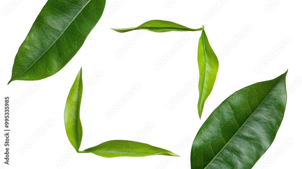 Green Leaves Create Natural Frame for Background Design , on transparent background Green Leaves Create Natural Frame for Background Design , on transparent background