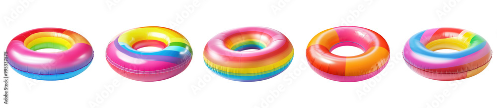 Obraz premium Set of colorful swimming floats isolated on white background