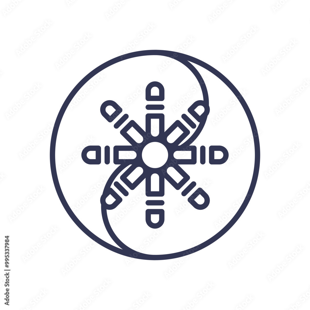 A stylized yin-yang symbol with a central geometric pattern, representing balance and harmony in energy. A stylized yin-yang symbol with a central geometric pattern, representing balance and harmony in energy.