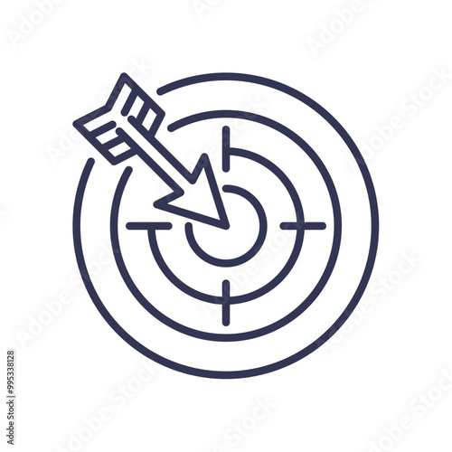 Arrow hitting the bullseye on a target, symbolizing precision and achievement in goal setting.