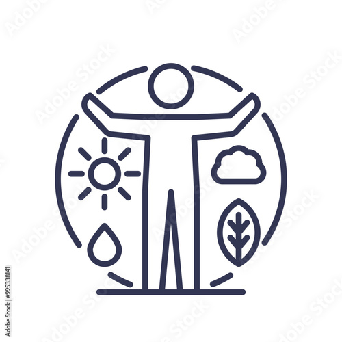 Illustration of a person surrounded by nature elements symbolizing holistic health and balance.