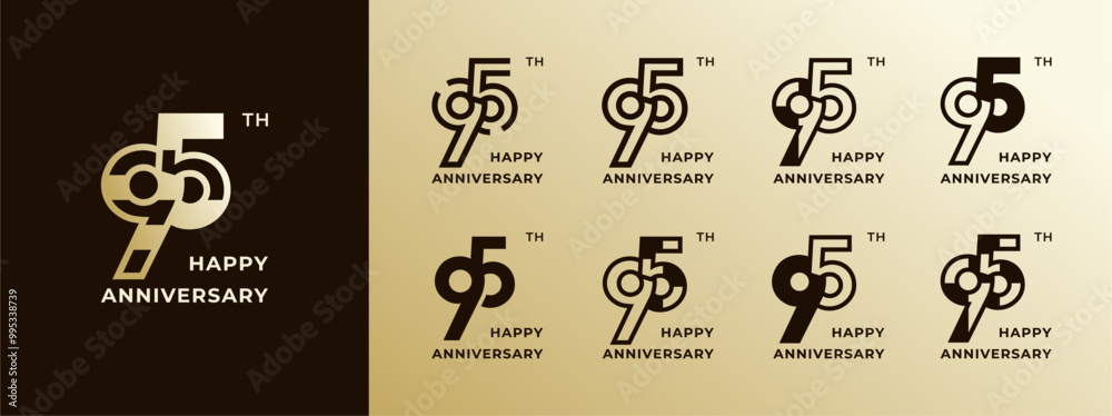 Logo 95th, years happy anniversary gold, Creative design template for celebration, birthday, greeting and invitation. Editable file Logo 95th, years happy anniversary gold, Creative design template for celebration, birthday, greeting and invitation. Editable file