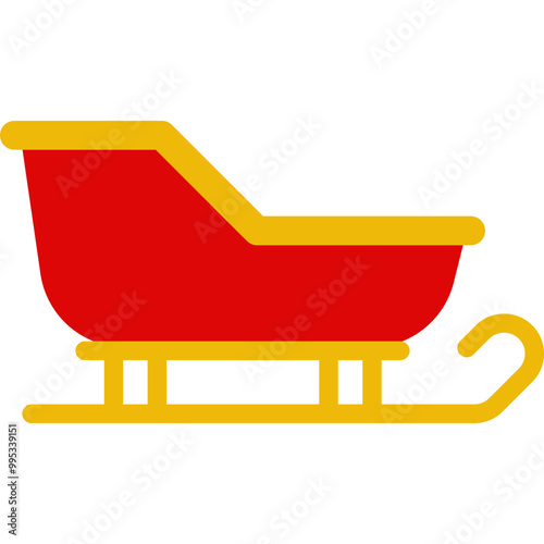 Flat Santa Sleigh Illustration