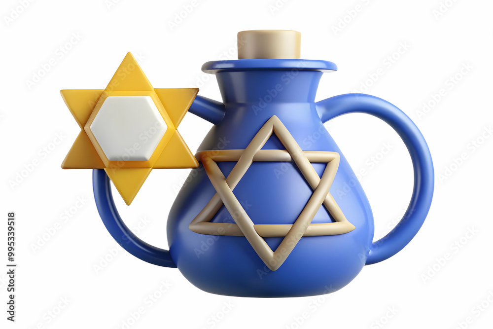 Flat Isolated Star of David with Oil Jug - Symbolizing Hanukkah Miracle in Simple Vector Design for Religious Infographics Flat Isolated Star of David with Oil Jug - Symbolizing Hanukkah Miracle in Simple Vector Design for Religious Infographics