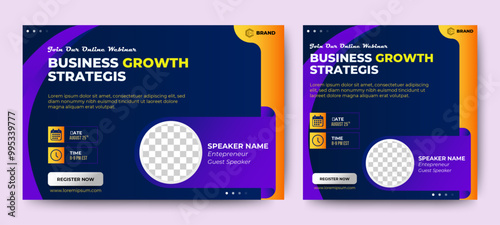 Business Webinar banner invitation template design. vector