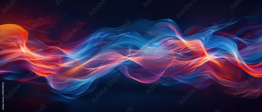 Abstract Colorful Light Waves on Dark Background