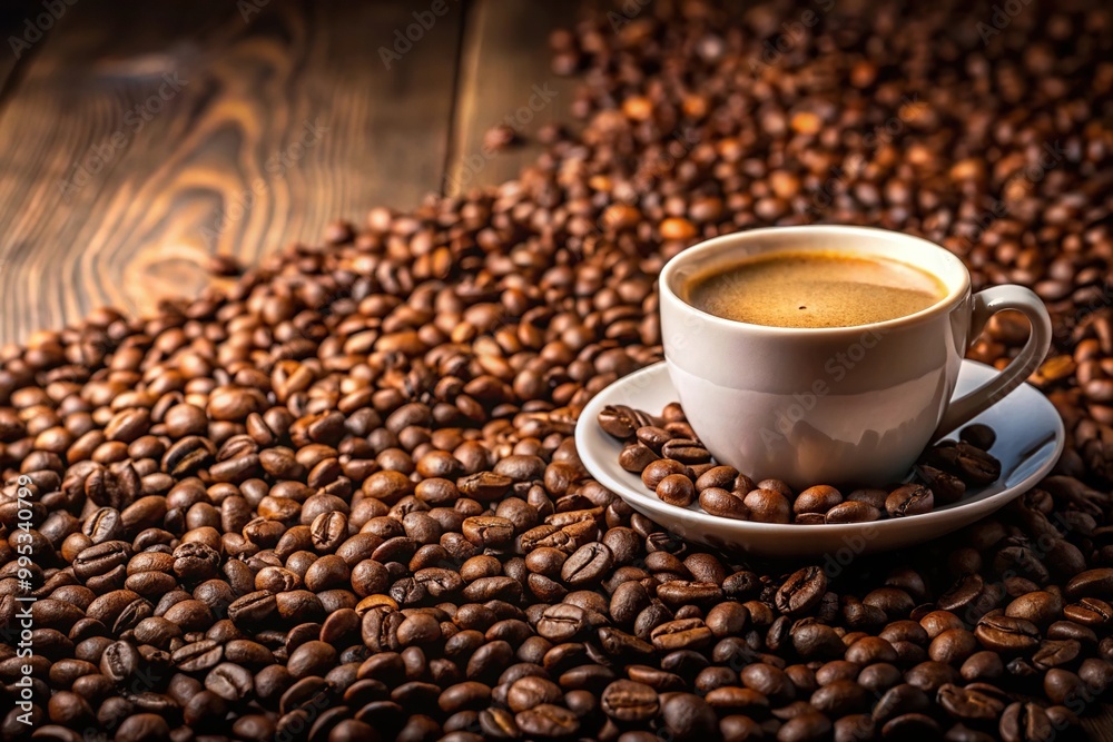 Cup of coffee with beans on a background Cup of coffee with beans on a background