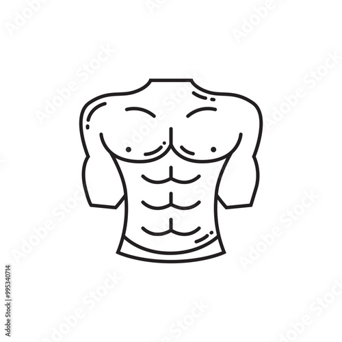 Man body six pack fitness symbol line icon