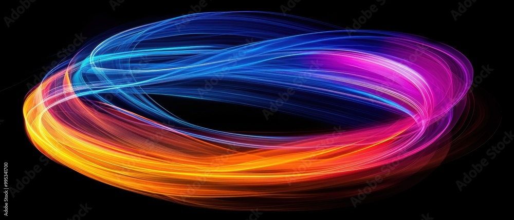 Vibrant Flowing Light Trails on Black Background Vibrant Flowing Light Trails on Black Background