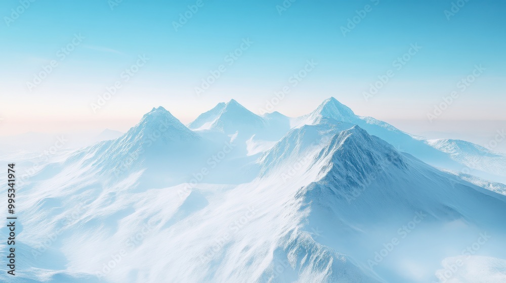Obraz premium The mountains are covered in snow and the sky is a bright blue