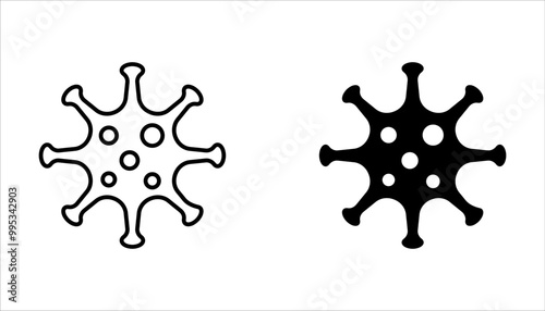 Virus icons set. Linear, silhouette and flat style on white background