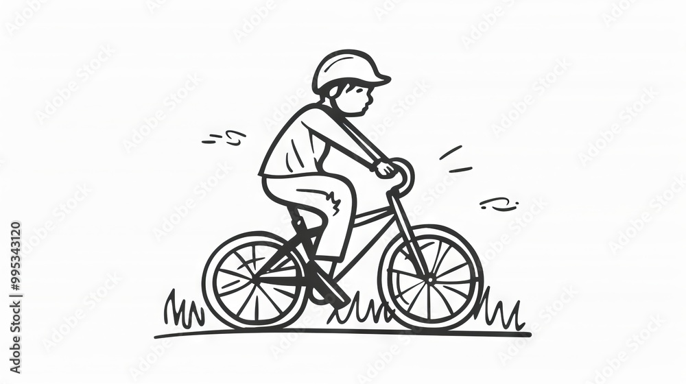 Fototapeta premium A boy is riding a bicycle