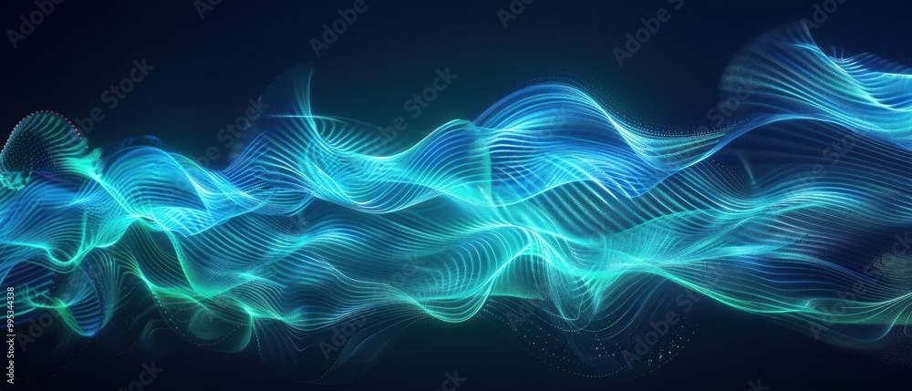 Fototapeta premium Abstract Waves of Light in Blue and Green Tones