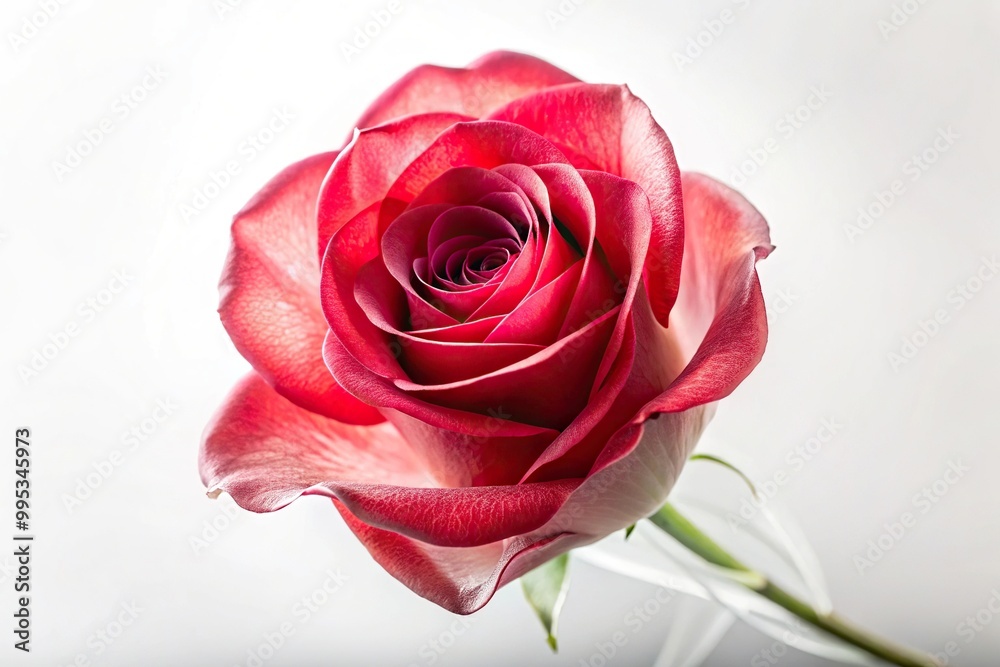 Fototapeta premium Delicate red rose on white background