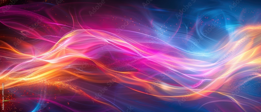 Naklejka premium Colorful Abstract Light Waves in Dynamic Motion