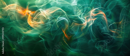 Colorful Abstract Smoke Effect in Green and Orange