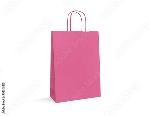 Pink Kraft Paper Shopping Bag with Sturdy Handle for Eco-Friendly Retail Packaging - Boutique and Gift Packaging