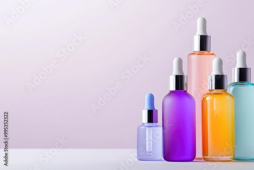 Colorful Dropper Bottles on White Surface