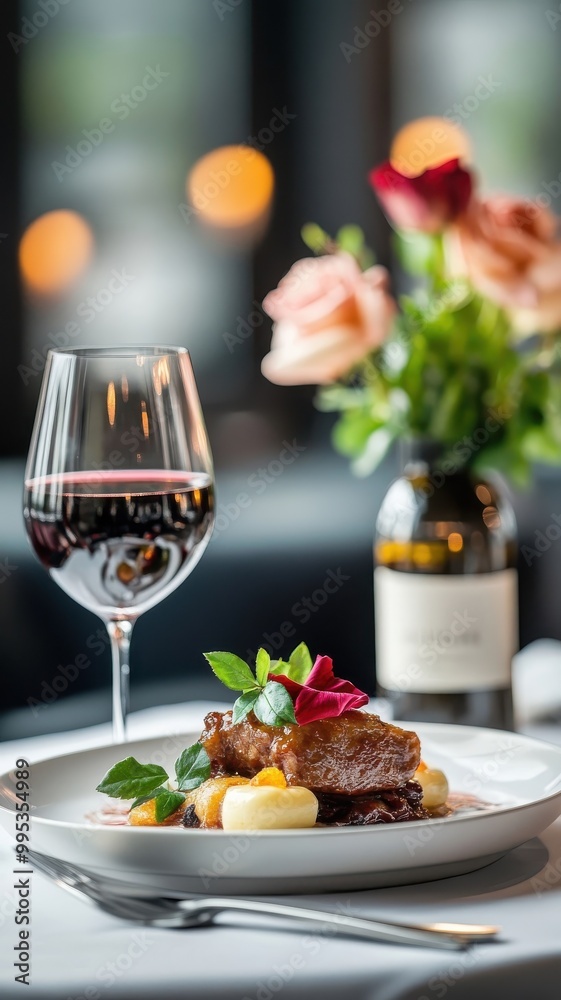 Carbonnade Flamande garnished with rose petals, adding a touch of sophistication to this classic dish. Carbonnade Flamande garnished with rose petals, adding a touch of sophistication to this classic dish.