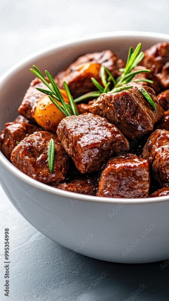 Carbonnade Flamande isolated on a clean white background, highlighting its texture and presentation. Carbonnade Flamande isolated on a clean white background, highlighting its texture and presentation.