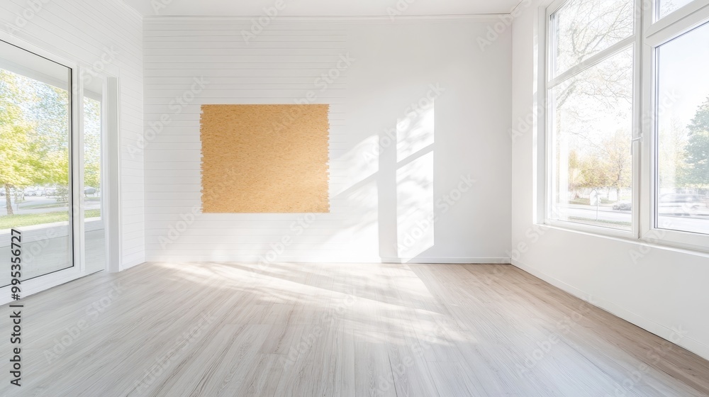 Bright and Airy Empty Room with Corkboard Wall Bright and Airy Empty Room with Corkboard Wall