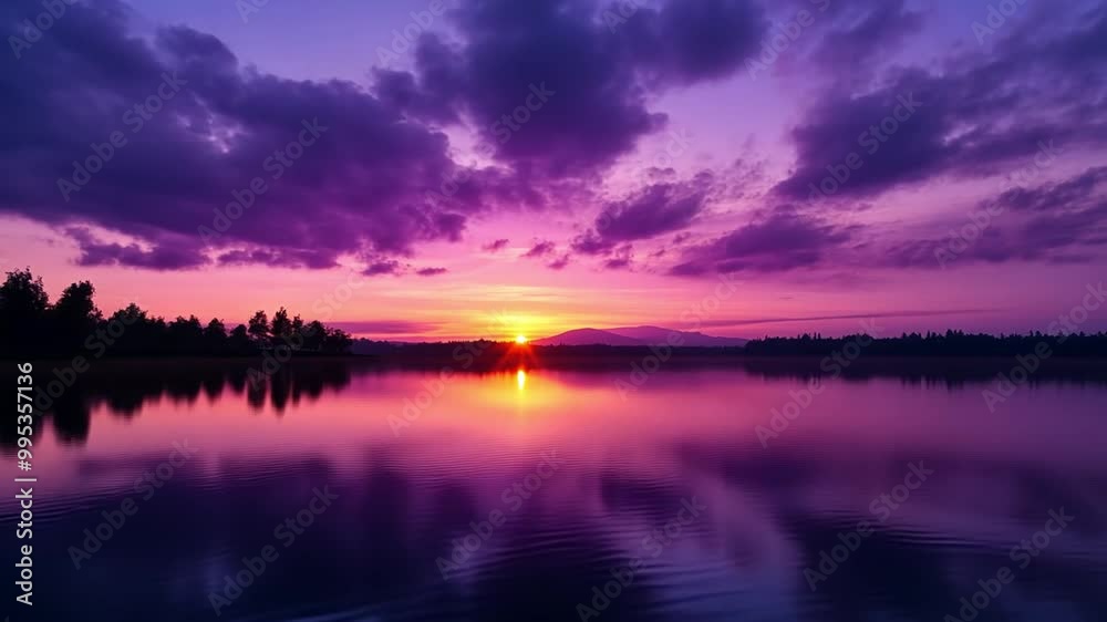 Purple Sunset over a Serene Lake Purple Sunset over a Serene Lake