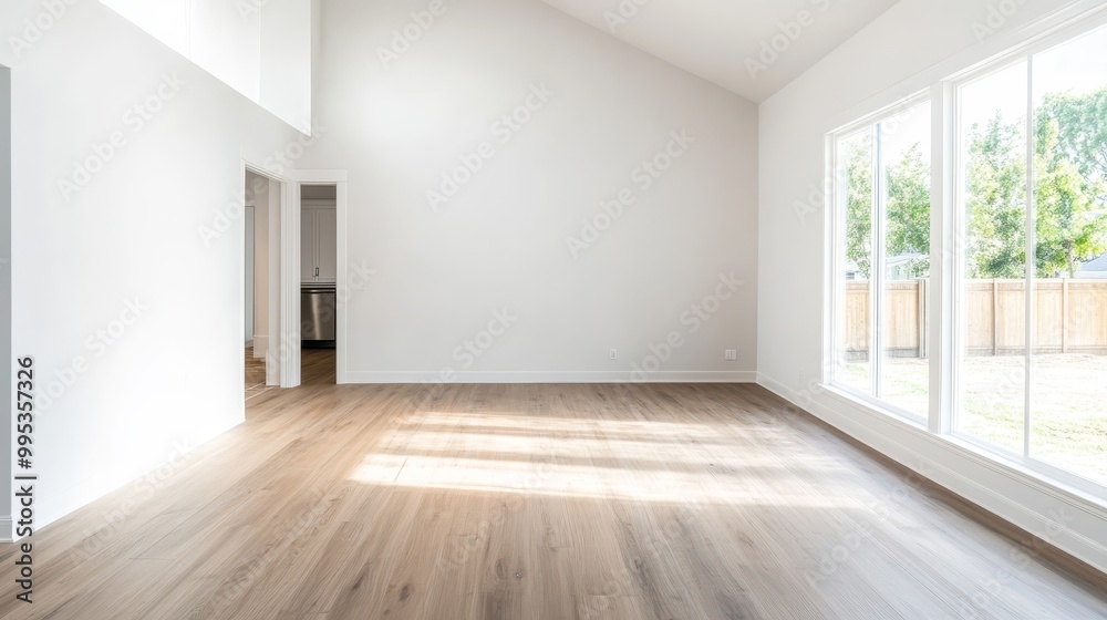 Spacious Bright Room with Large Windows and Wooden Floor Spacious Bright Room with Large Windows and Wooden Floor