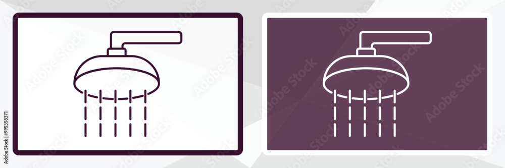 shower head and water outline icon. Linear vector from religion concept. Thin line white and black shower head and water icon isolated on white and dark background shower head and water outline icon. Linear vector from religion concept. Thin line white and black shower head and water icon isolated on white and dark background