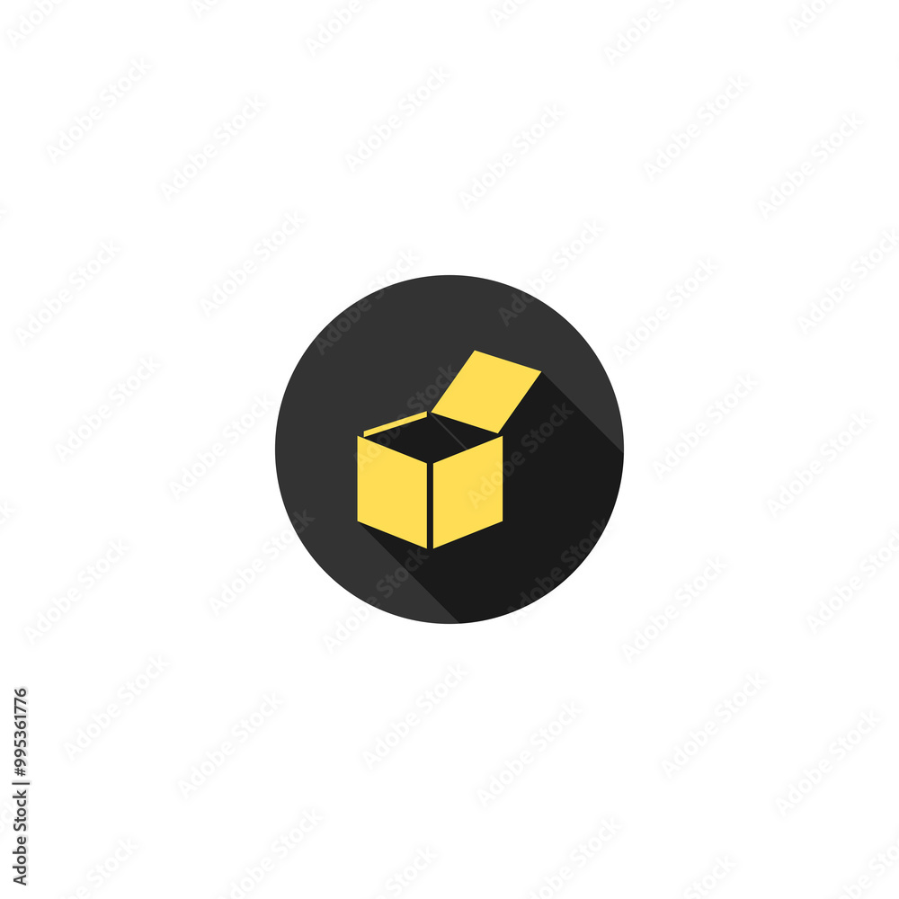 Box flat design with long shadow icon isolated on transparent background Box flat design with long shadow icon isolated on transparent background