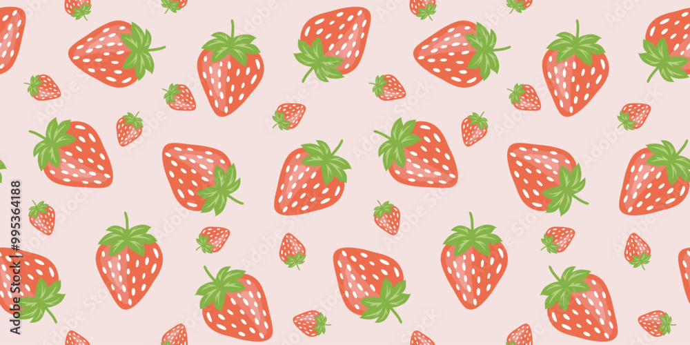 Seamless pattern with strawberries on a pink background. Cute colorful spring pattern for fabric, wrapping paper. Abstract illustration design Seamless pattern with strawberries on a pink background. Cute colorful spring pattern for fabric, wrapping paper. Abstract illustration design
