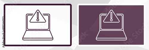 program error outline icon. Linear vector from programming concept. Thin line white and black program error icon isolated on white and dark background