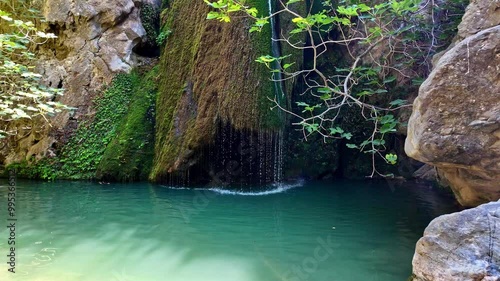 Richtis Waterfall in Crete island, motion forward view photo