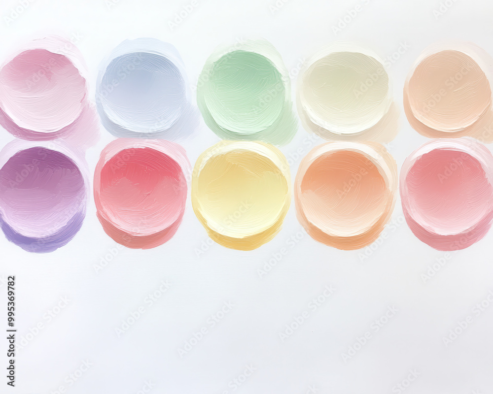 Fototapeta premium A row of colorful circles painted on a white background