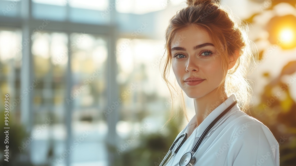 Female Doctor in Laboratory Setting with Warm Lighting Female Doctor in Laboratory Setting with Warm Lighting