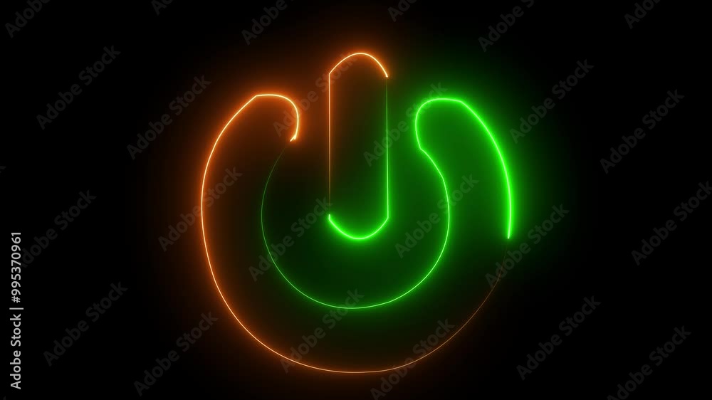 Neon power reset button sign animation. Neon power reset button sign animation.