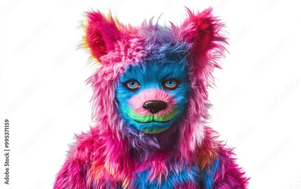 Human furry colored mask isolated on white background. Human costume. Human furry colored mask isolated on white background. Human costume.