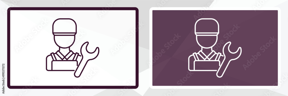 technician outline icon. Linear vector from people concept. Thin line white and black technician icon isolated on white and dark background technician outline icon. Linear vector from people concept. Thin line white and black technician icon isolated on white and dark background