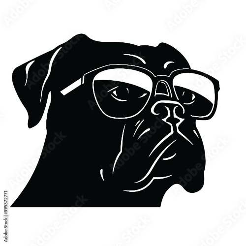 Cane Corso with Sunglasses Silhouette Vector Art Transparent