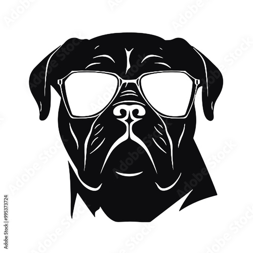 Cane Corso with Sunglasses Silhouette Vector Art Transparent