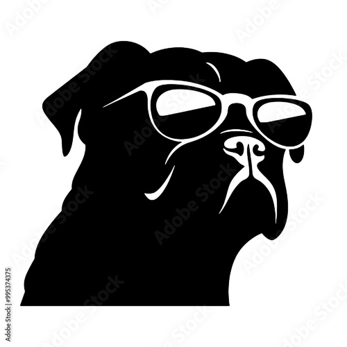 Cane Corso Dog Silhouette Sunglasses Vector Transparent Background