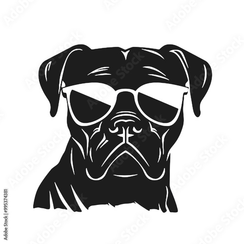 Cane Corso Dog Silhouette Sunglasses Vector Transparent Background