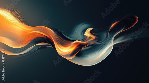 Abstract Flowing Orange and Blue Lines on a Dark Background - A Visual Symphony of Colors