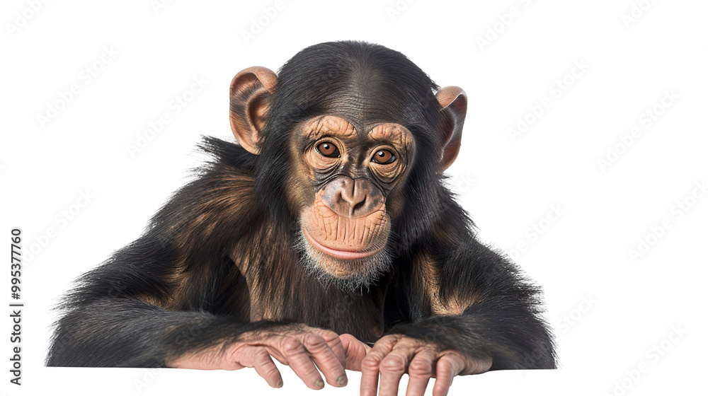 Naklejka premium Chimpanzee isolated on transparent background, png