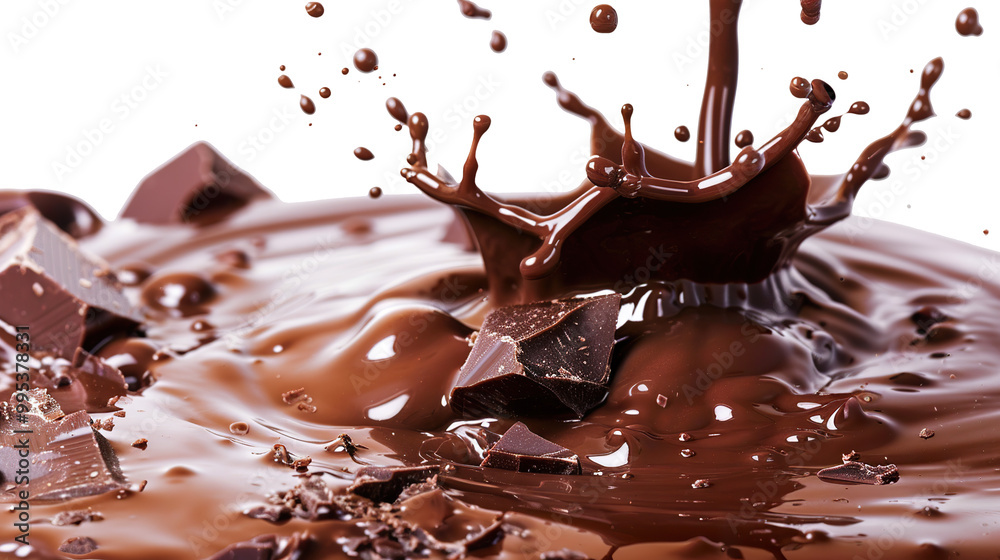 Fototapeta premium Chocolate liquid splash swirl wave isolated on transparent background, png